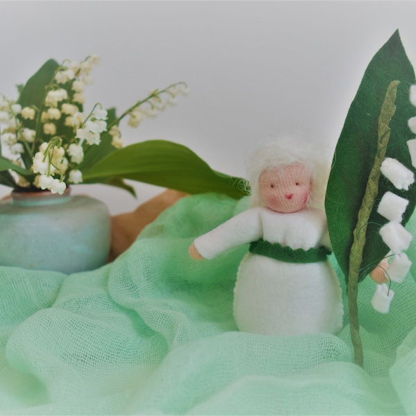 Seasonal table figures lily of the valley Spring seasonal table - Free school - Anthroposophical flower child - Waldorf table - Sustainable -