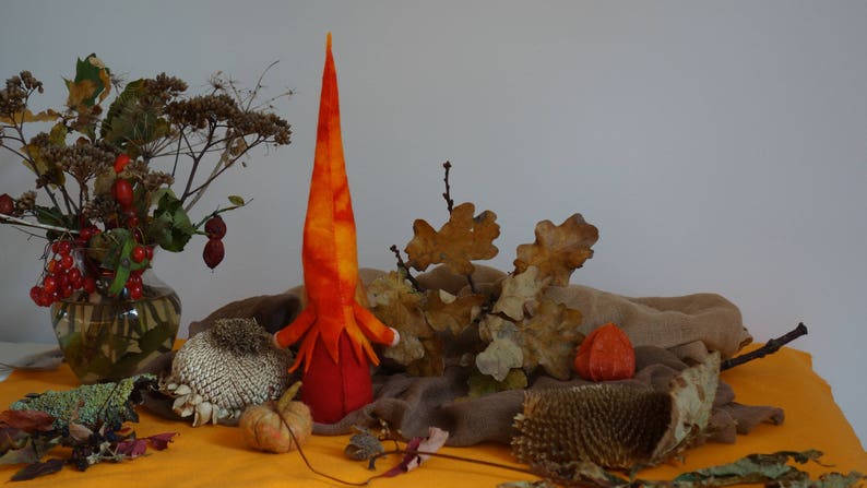 Anthroposophical gnome Seasonal table fire gnome Sint Jan gnome Seasonal table ready to use Autumn gnome Waldorf image 6