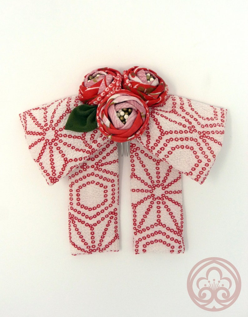 Hair ribbon with japanese fabric. Hair accessory. Soft Etsy