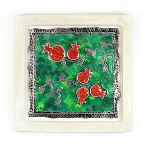 Pomegranate- Wall hanging picture-  Handmade Israeli art decor, House Home gift, Judaica, Jewish, Seven Species, Holy Land, Israel
