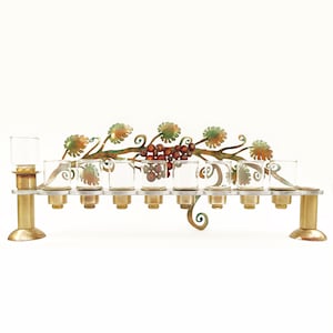 Grapes Bronze Menorah/Hanukkia/Hanukka/Chanukah/Hanukkah - Oil/Candles, Judaica Israeli Mediterranean handmade, Jewish Holidays Judaica