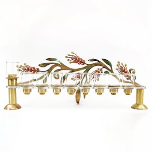 Barley Bronze Menorah/Hanukkia/Hanukka/Chanukah/Hanukkah - Oil/Candles, Judaica Israeli Mediterranean handmade, Jewish Holidays Judaica