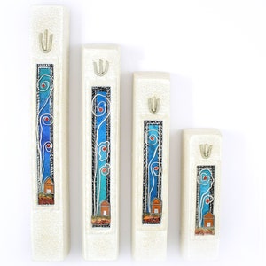 Israel Mezuzah case Jerusalem Stone, one of a kind Israeli handmade unique Jewish Gifts, &quot;Shin&quot;, Housewarming, home, house, Wedding, Holiday
