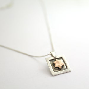 Star of David Necklace- 9K Red Gold & 925 Sterling Silver, Jewish and Judaica Jewelry, Gift, Bar Mitzvah, Birthday, Wedding, Groomsmen