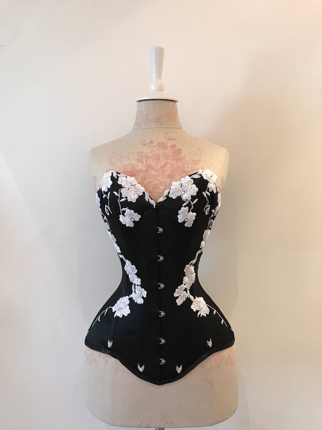 Evelyne Satin Overbust Corset With Buckles