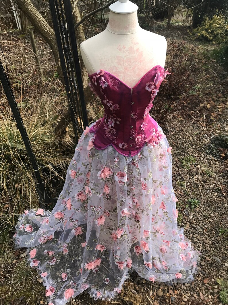 Flower Corset and Rosebloom Over Skirt Etsy