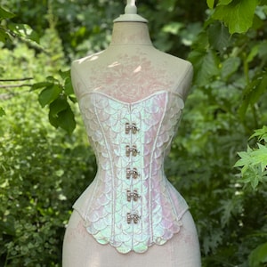 Moonlit Mermaid Corset, Bridal Corset, Iridescent Mermaid Scale Corset, Iridescent Corset, Mermaid Corset
