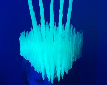 READY TO SHIP Glow in the Dark Ice Queen Crown Head Dress, Ice Queen Crown headdress, Icicle Crown, Costume, Stage, Prop, Fantasy Headdress