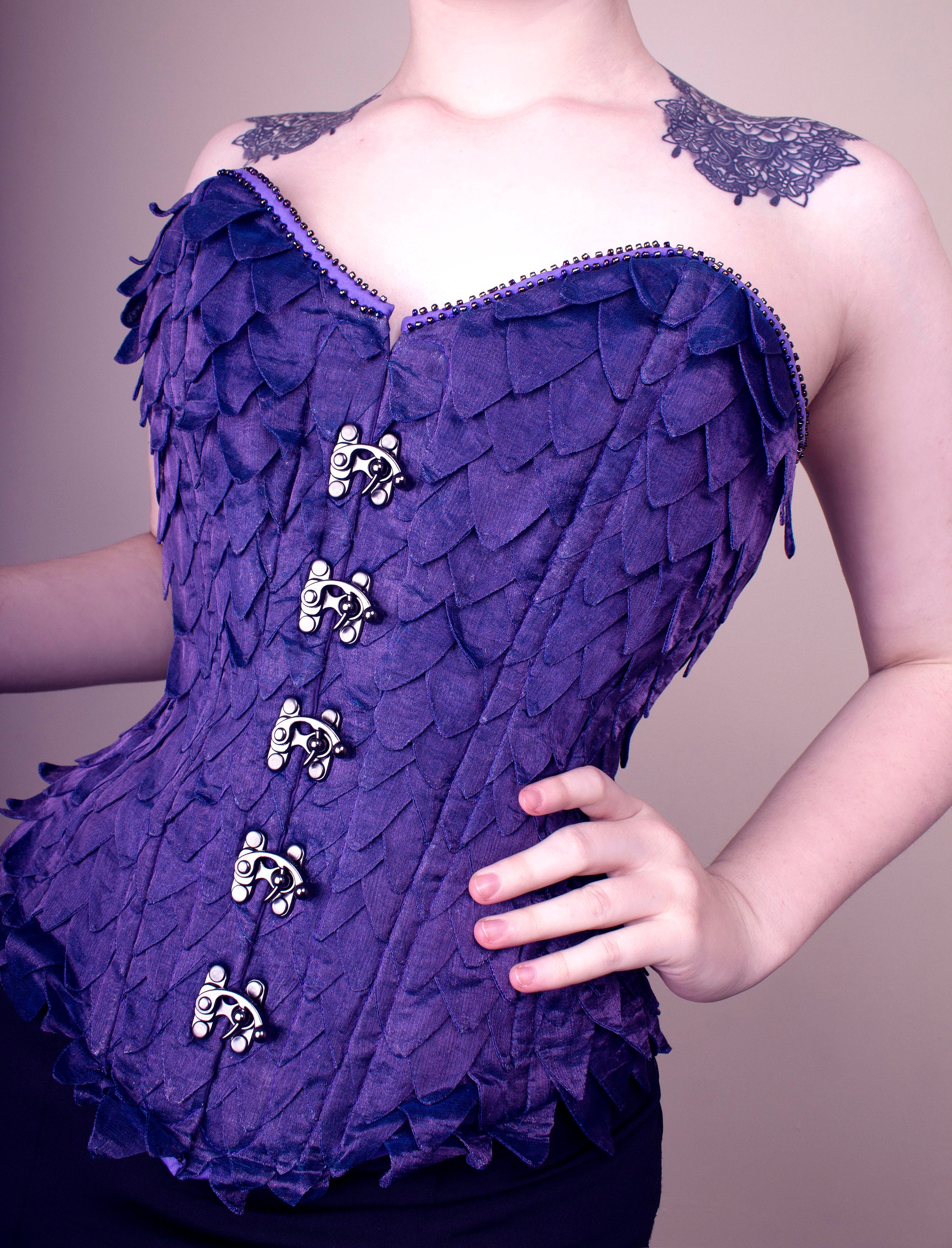 Dragon Scale Couture Corset: 2 Tone Silk Organza or  display picture 2