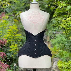 Curvy longline Underbust Corset, Black Herringbone Cotton Coutil Underbust Corset, Curvy Underbust Corset, Underbust, Corset