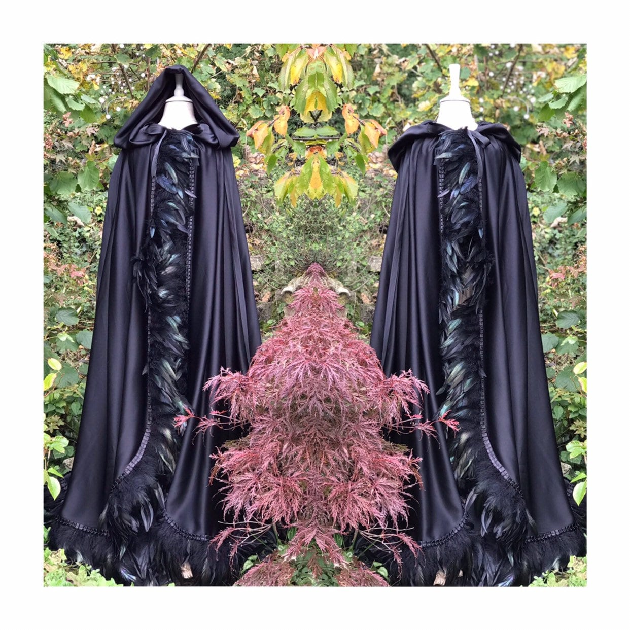 Full Length Hooded Raven Cloak Feathered Cloak Full Length Etsy UK
