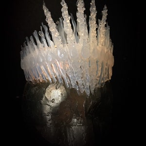 Clear Transparent Jewelled Ice Queen Crown. A sculptured real ice-like icicle crown with ice like ‘jewels’.