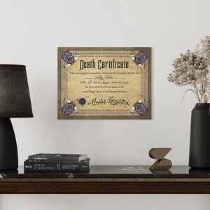 Haunted Mansion Death Certificate Digital Download 8 5 X 11 Etsy
