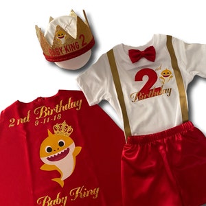 Personalized Baby Shark Second Birthday Outfit Boy Prince Etsy