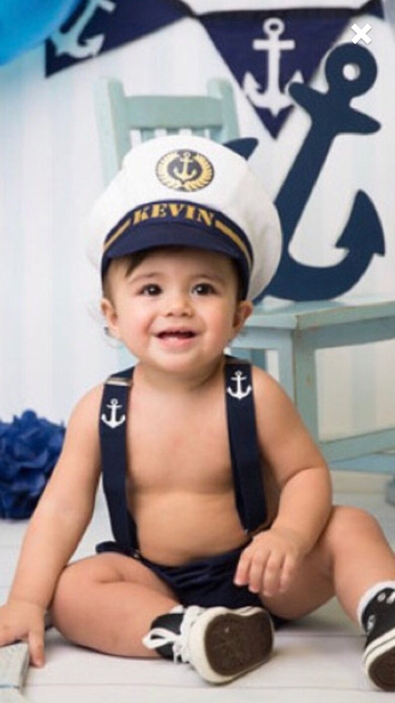 Personalised Baby Ship Captain Hat Nautical Theme Photoprop Etsy