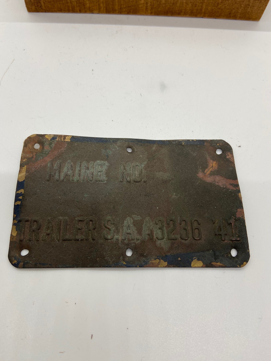 Trailer tag Maine car trailer 1941 brass metal tag Etsy