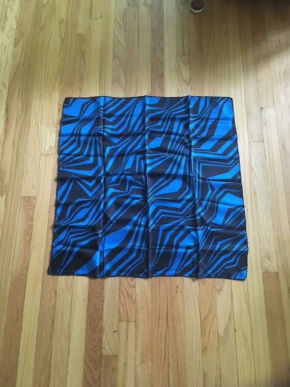 Vintage Indian Pink gold blue and black abstract 60s silk scarf or mens pocket square