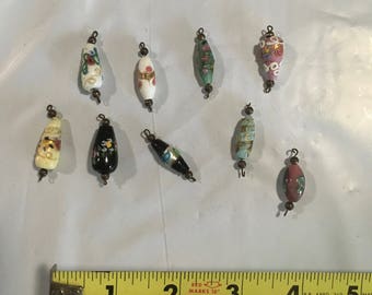 Cuentas de vidrio, Cuentas de arte de vidrio de Murano, cuentas de vidrio vintage, 9 cuentas en una variedad de colores