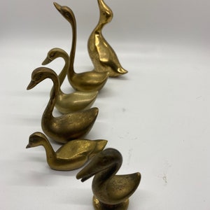 Brass Birds, vintage flock of birds, multiple bird species