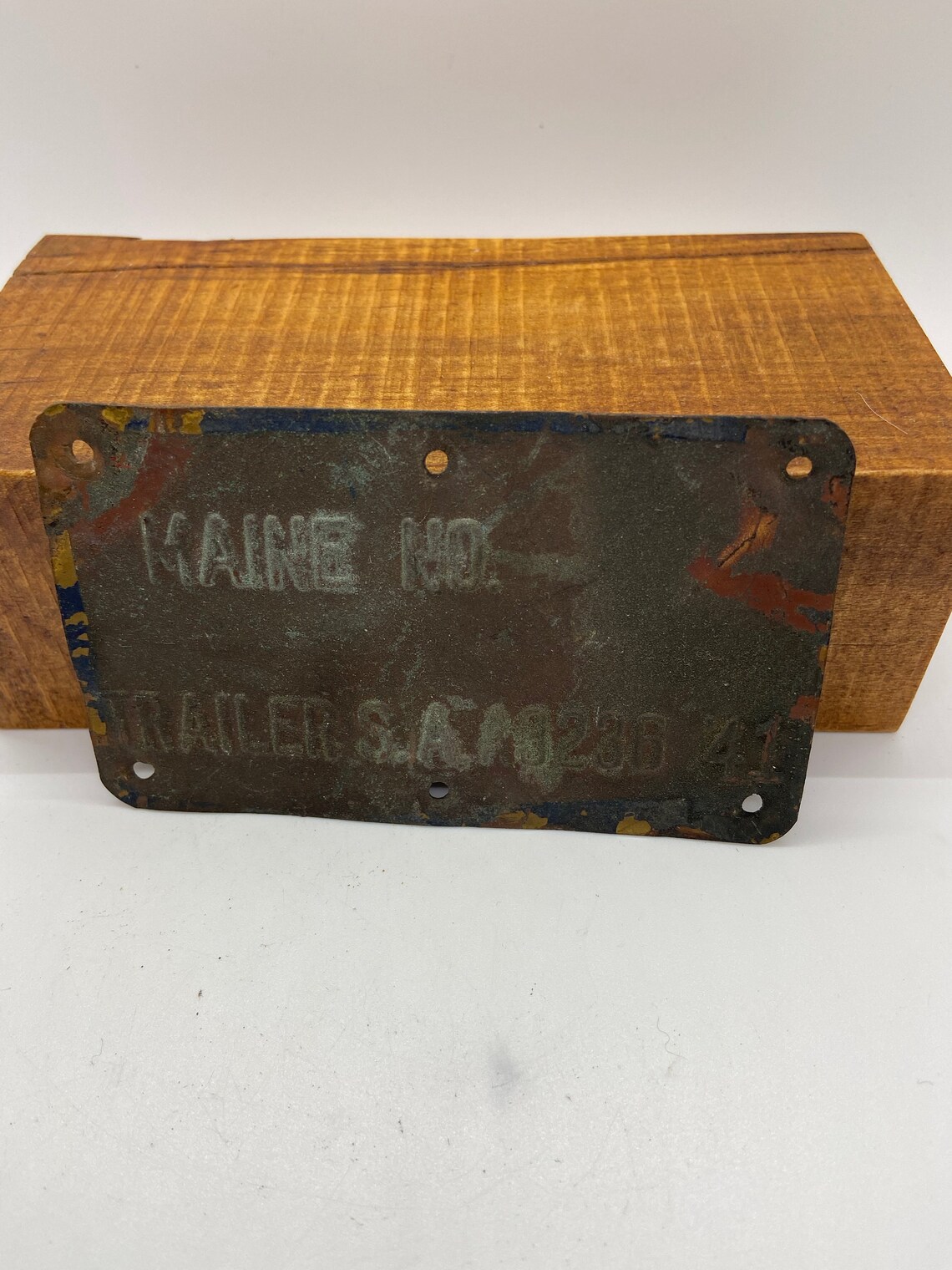 Trailer Tag Maine Car Trailer 1941 Brass Metal Tag Etsy