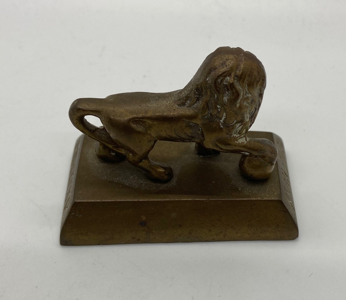 Lion Statue, Waterloo Brass Statue, Vintage Brass Statue, Desk Set Etsy
