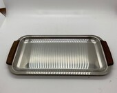 Tray, Food Tray, Danish stainless steel and teak tray, mid-century modern, Scandinavian Tray