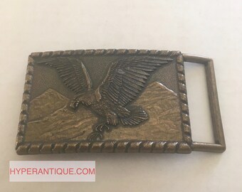 Hebilla de cinturón, hebilla de cinturón de metal, águila americana sobre dos montañas