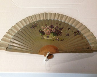 Fan, Painted fan, vintage pocket fan