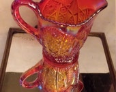 Imperial Glass CARNIVAL GLASS Gold Pitcher NUCUT Rose Marie Glass Pattern No.91,Special Murine, from 1920-1940s Beautiful