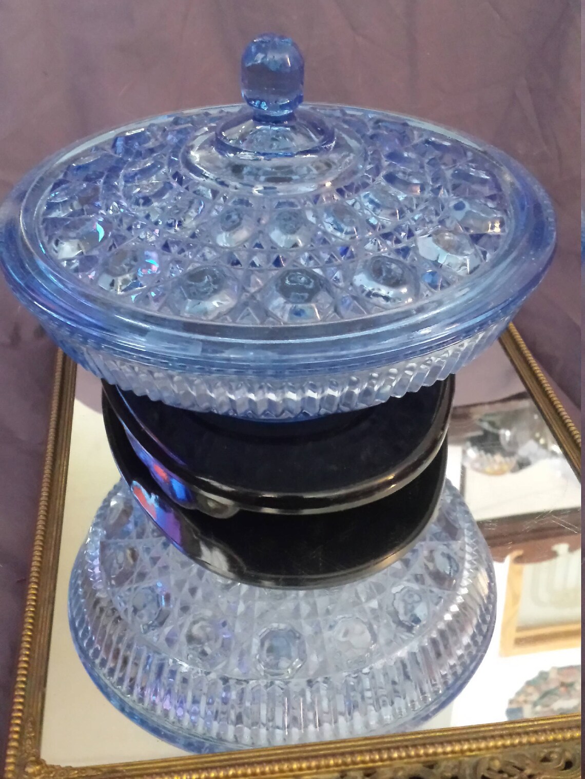 Blue Indiana Glass Candy Dish Windsor Royal Brighton Button Etsy Blue Indiana Glass Candy Dish Windsor Royal Brighton Button Etsy