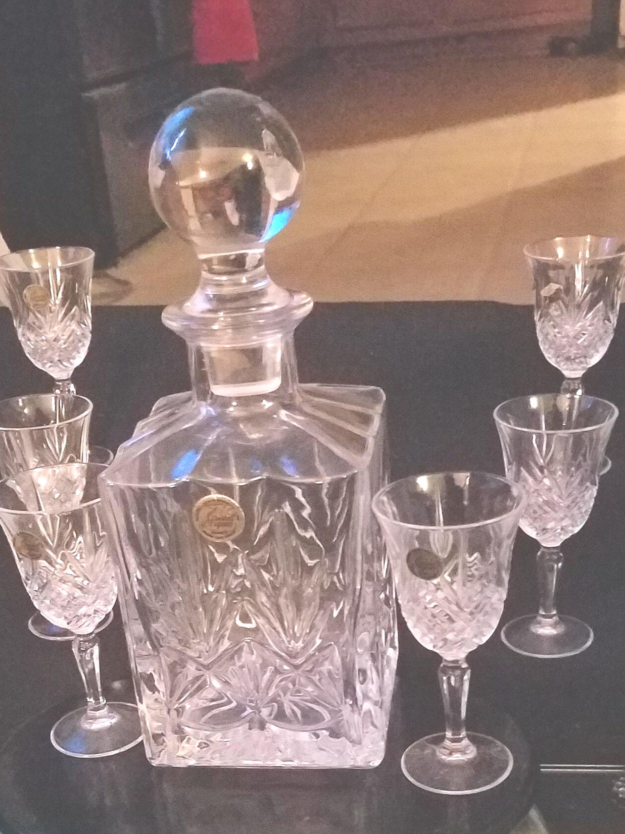 Crystal D'arques, France Decanter & Stopper Diamond Point