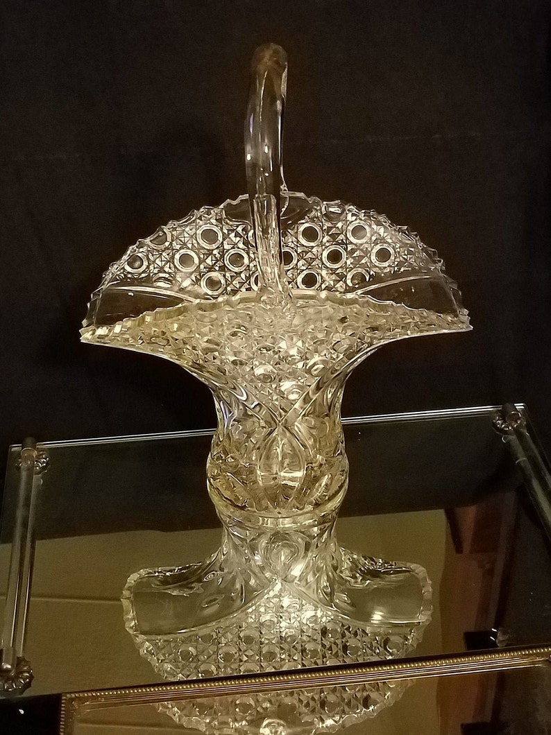 Indiana Tiara Glass Basket w/ Handle Windsor Royal Brighton Etsy