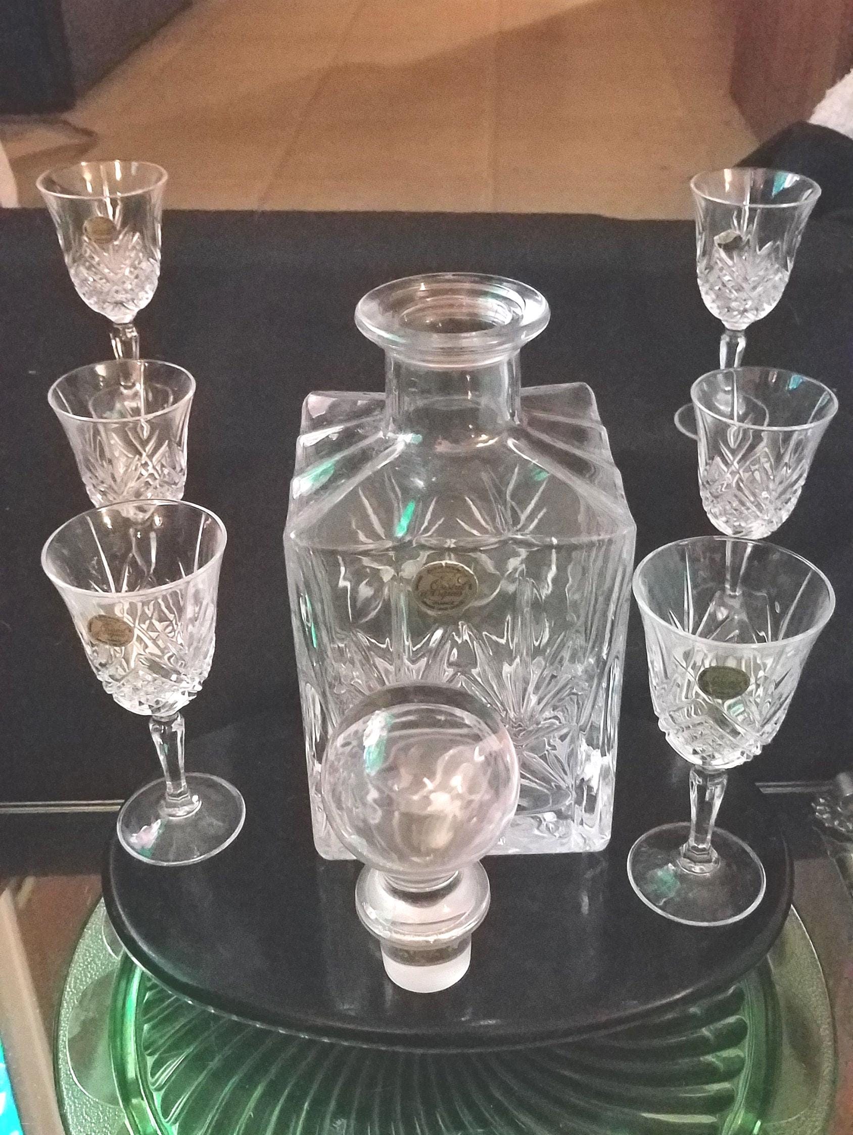 Crystal D'arques, France Decanter & Stopper Diamond Point