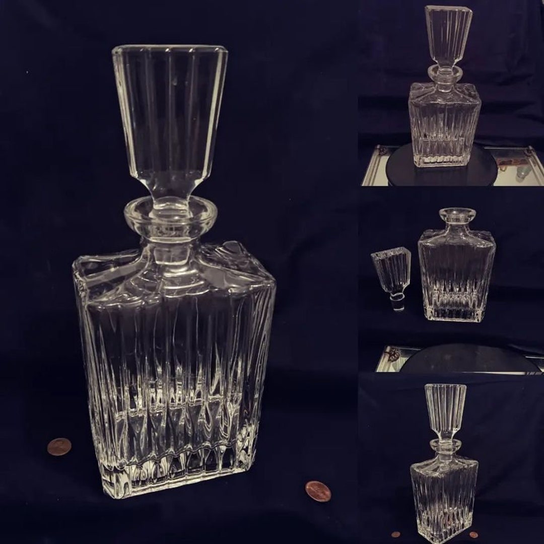 Imperial Lead Crystal, Cut Lines, Crystal Clear, Rectangle Decanter W