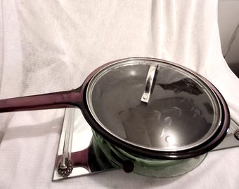 Vision ware skillet purple tint with Teflon base, Corning ware large 10" skillet , comes with Princess House Lid, Vintage 1980's