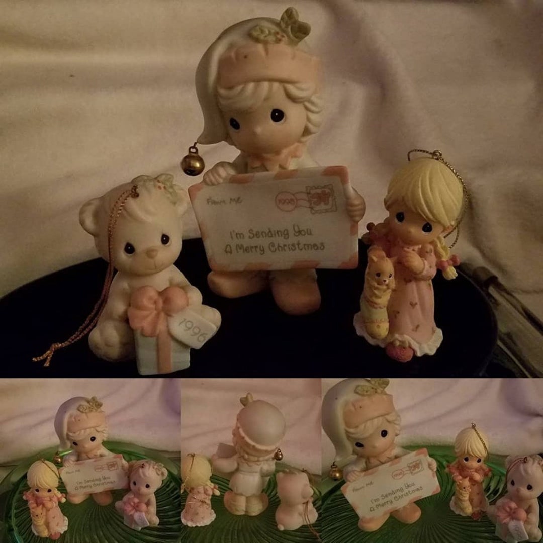 Vintage Porcelain precious Moments Christmas Figurines, Set of 3