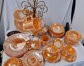 Fire-king&termocrisa Peach Luster Dinnerware Designs. Retro