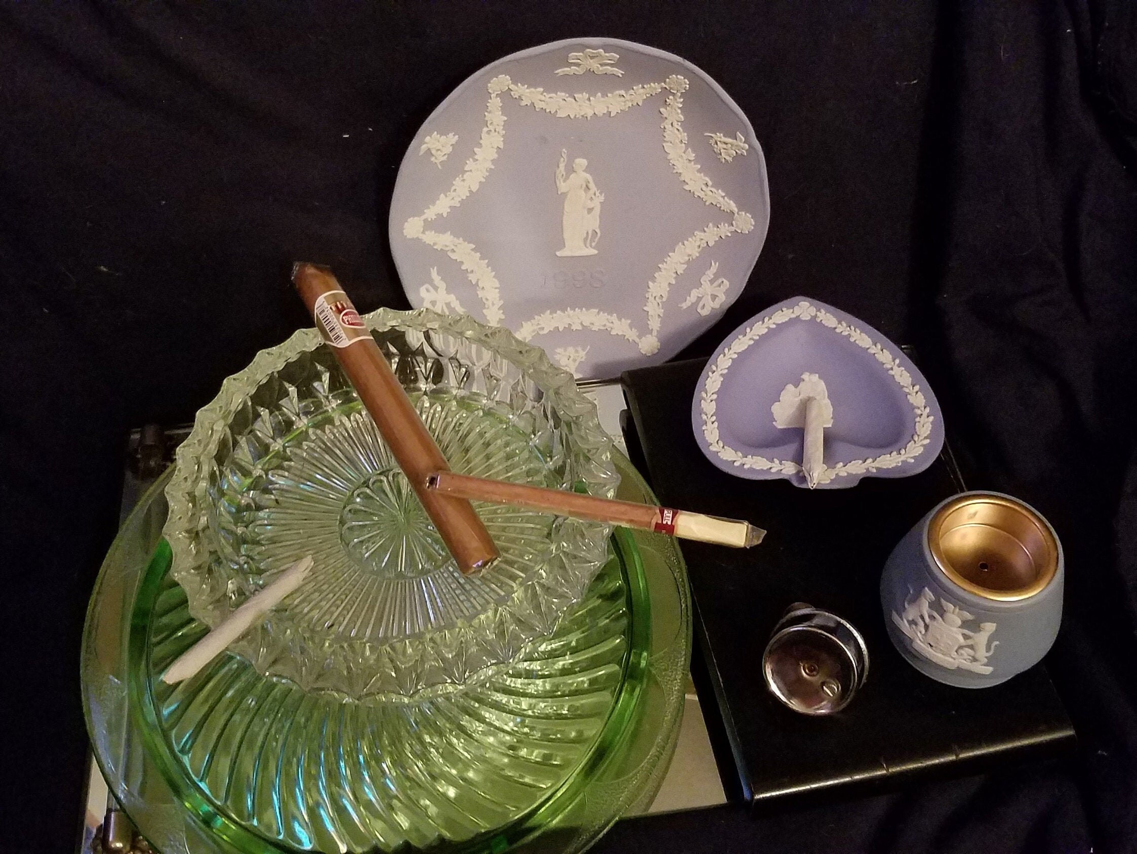 Vintage Wedgwood Lighter Ashtray & Crystal Ashtray Lighter Etsy