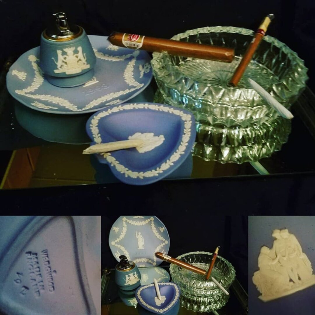 Vintage Wedgwood Lighter Ashtray & Crystal Ashtray Lighter Etsy