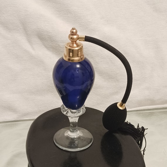 PERFUME Bottle Collectable, Vintage Blue Murano p… - image 8