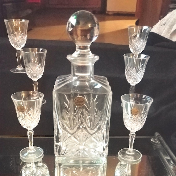 Crystal D'arques, France Decanter & Stopper Diamond Point