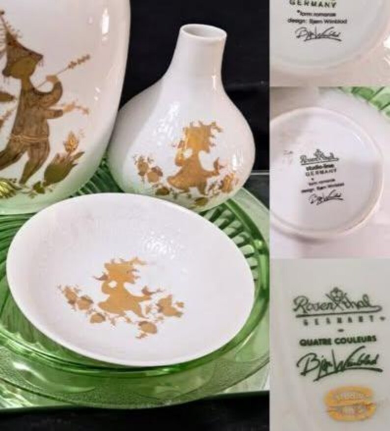 #etsy shop:Rosenthal Germany,Bjorn Wiinblad vases https://etsy.me/3R40DIL #primavera #quatrecouleurs #studioline #germany #rosenthal #bonechina #porcelain #goldpainting #bjornwiinblad dwedgecreations.etsy.com #goldbirds #goldfans #rosenthalvase #orientaldancing #art