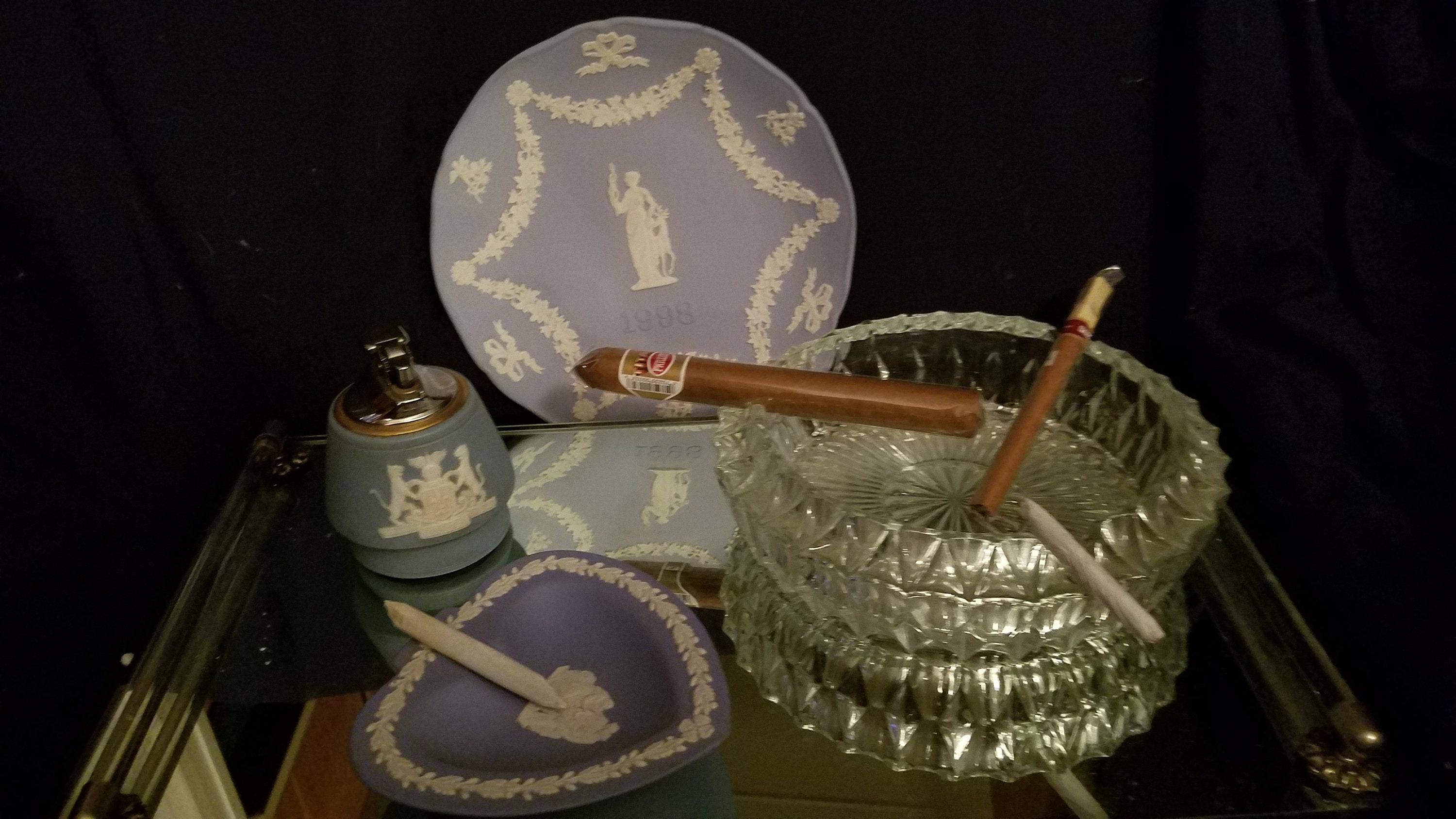 Vintage Wedgwood Lighter Ashtray & Crystal Ashtray Lighter Etsy