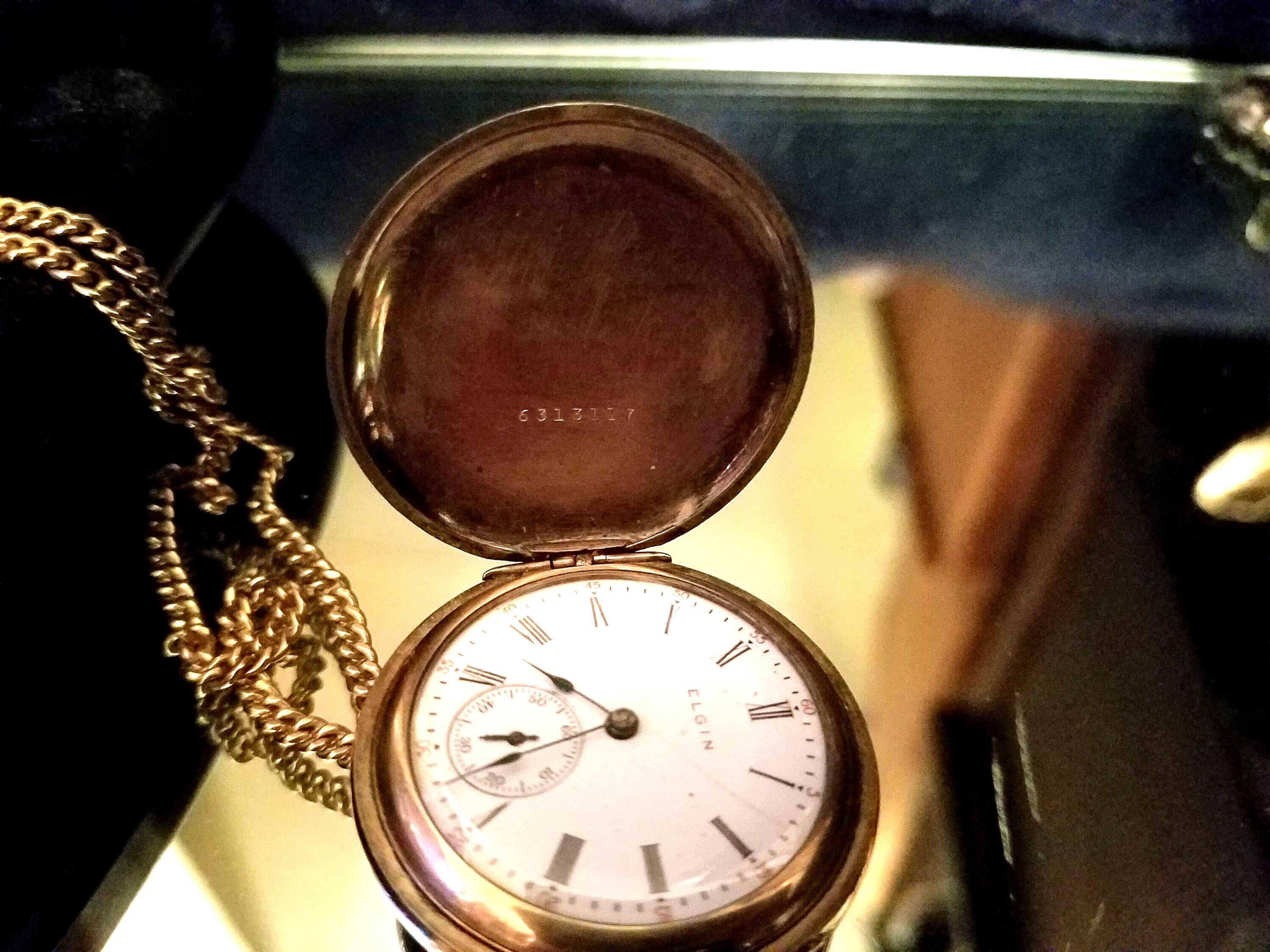 Elgin Gold Pocket Watch Windup Circa