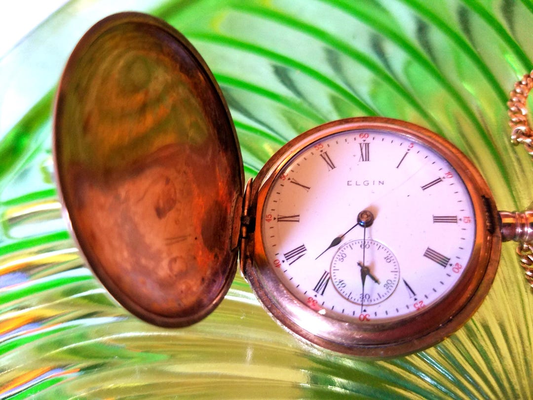 Elgin Gold Pocket Watch Windup Circa