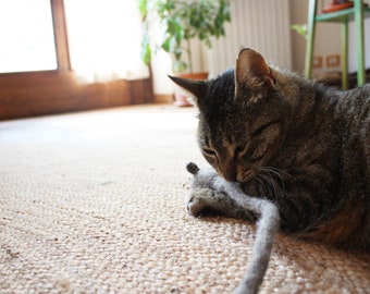 Ratón de Fieltro para Gato – 100% Lana Natural – Juguete Hecho a Mano en Italia – Ecológico