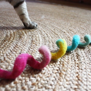 cat toy rainbow, wool felt