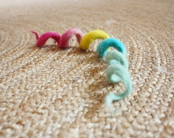 Felted Cat Toy, Rainbow Swirl, 100% Wool, Handmade in Italy