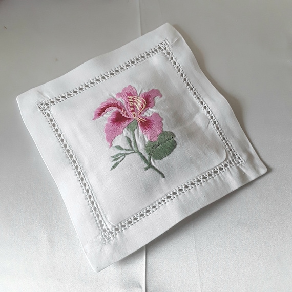 Embroidered Floral Lavender Scented Cotton Pillow