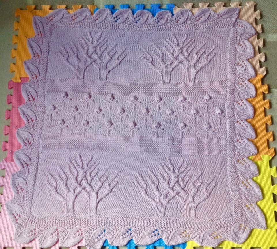Hand Knitted Tree of Life Blanket